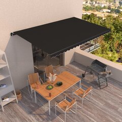 vidaXL käsitsi sissetõmmatav varikatus, 500 x 350 cm, antratsiithall цена и информация | Зонты, маркизы, стойки | kaup24.ee