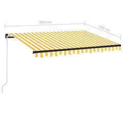 vidaXL käsitsi sissetõmmatav varikatus, LED, 350x250 cm kollane, valge hind ja info | Päikesevarjud, markiisid ja alused | kaup24.ee