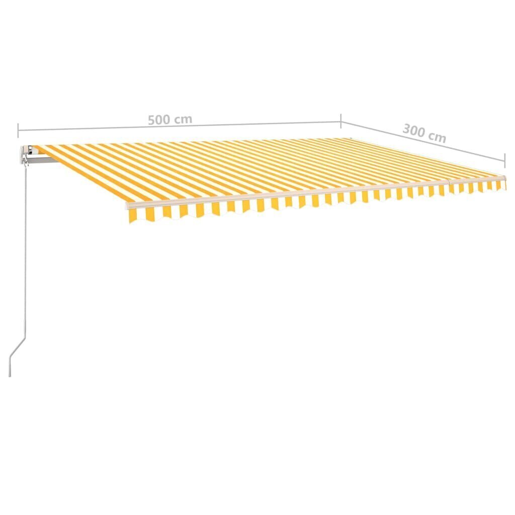 vidaXL käsitsi sissetõmmatav varikatus LED, 500x300 cm kollane, valge hind ja info | Päikesevarjud, markiisid ja alused | kaup24.ee