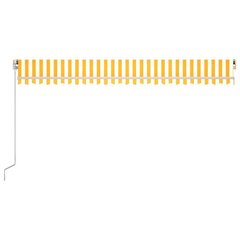 vidaXL käsitsi sissetõmmatav varikatus LED, 500x350 cm, kollane, valge цена и информация | Зонты, маркизы, стойки | kaup24.ee