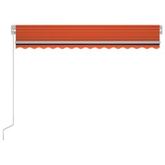 vidaXL käsitsi sissetõmmatav varikatus LED 300 x 250 cm oranž ja pruun hind ja info | Päikesevarjud, markiisid ja alused | kaup24.ee