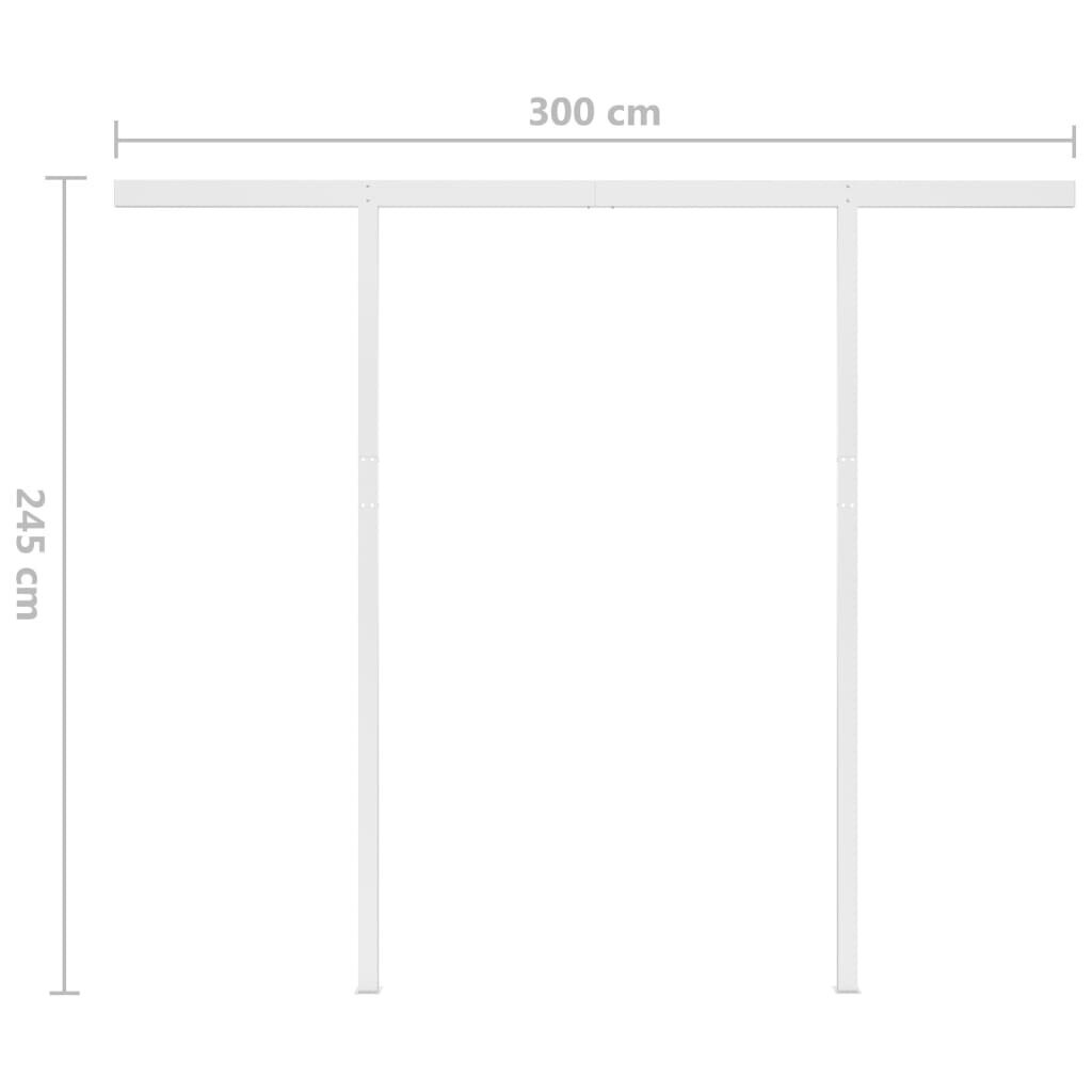 vidaXL automaatne varikatus, tuuleandur, LED, 3x2,5 m kollane, valge hind ja info | Päikesevarjud, markiisid ja alused | kaup24.ee