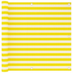 vidaXL rõdusirm, kollane ja valge, 90 x 500 cm, HDPE hind ja info | Päikesevarjud, markiisid ja alused | kaup24.ee