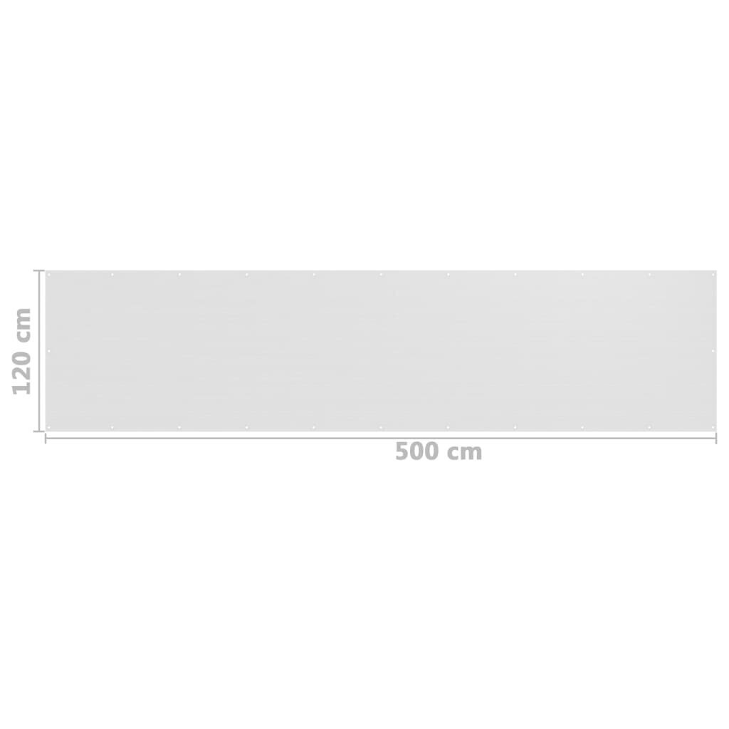 vidaXL rõdusirm, valge, 120 x 500 cm, HDPE hind ja info | Päikesevarjud, markiisid ja alused | kaup24.ee