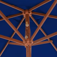 vidaXL päikesevari puidust postiga, sinine, 270 cm hind ja info | Päikesevarjud, markiisid ja alused | kaup24.ee