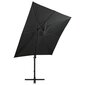 vidaXL konsooldisainiga päikesevari posti ja LEDiga, must, 250 cm hind ja info | Päikesevarjud, markiisid ja alused | kaup24.ee