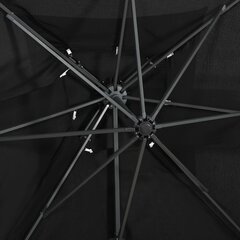 vidaXL konsooldisainiga päikesevari topelt ülaosaga, must 250 x 250 cm цена и информация | Зонты, маркизы, стойки | kaup24.ee
