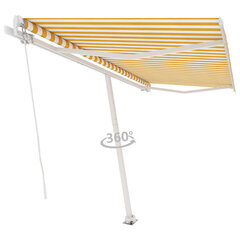 vidaXL iseseisev käsitsitõmmatav varikatus, 400 x 300 cm kollane/valge hind ja info | Päikesevarjud, markiisid ja alused | kaup24.ee