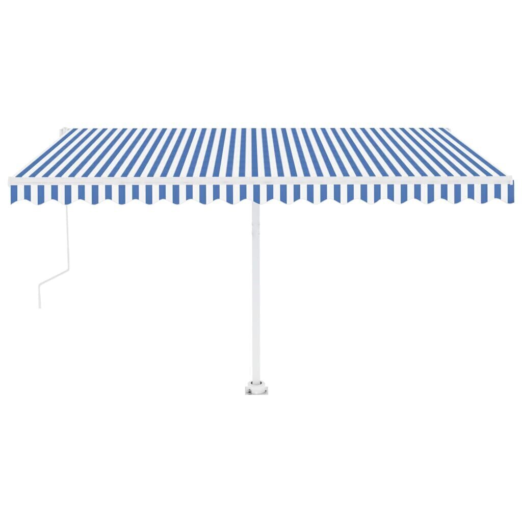 vidaXL automaatne varikatus, LED, tuuleandur, 400x300 cm, sinine/valge hind ja info | Päikesevarjud, markiisid ja alused | kaup24.ee