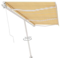 vidaXL iseseisev käsitsitõmmatav varikatus, 600x300 cm, kollane/valge hind ja info | Päikesevarjud, markiisid ja alused | kaup24.ee