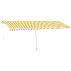 vidaXL iseseisev käsitsitõmmatav varikatus, 600x300 cm, kollane/valge hind ja info | Päikesevarjud, markiisid ja alused | kaup24.ee