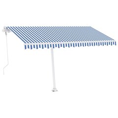 vidaXL automaatne varikatus, LED ja tuuleandur, 400 x 350 cm, sinine ja valge hind ja info | Päikesevarjud, markiisid ja alused | kaup24.ee