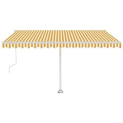 vidaXL automaatne varikatus, LED, tuuleandur, 400x350 cm kollane/valge hind ja info | Päikesevarjud, markiisid ja alused | kaup24.ee