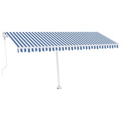 vidaXL automaatne varikatus, tuuleandur, LED, 500x350 cm sinine, valge hind ja info | Päikesevarjud, markiisid ja alused | kaup24.ee