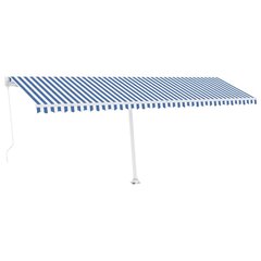 vidaXL iseseisev käsitsitõmmatav varikatus, 600 x 350 cm, sinine/valge hind ja info | Päikesevarjud, markiisid ja alused | kaup24.ee