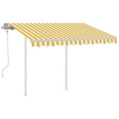 vidaXL käsitsi sissetõmmatav varikatus, 3x2,5 m, kollane/valge hind ja info | Päikesevarjud, markiisid ja alused | kaup24.ee