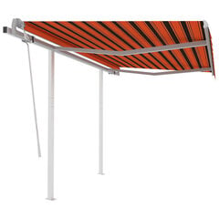 vidaXL käsitsi sissetõmmatav varikatus, 3x2,5 m, oranž/pruun hind ja info | Päikesevarjud, markiisid ja alused | kaup24.ee