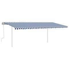 vidaXL käsitsi sissetõmmatav varikatus, 6x3 m, sinine/valge hind ja info | Päikesevarjud, markiisid ja alused | kaup24.ee