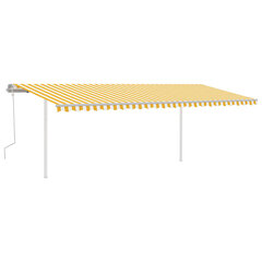 vidaXL automaatselt sissetõmmatav varikatus 6x3,5 m kollane/valge hind ja info | Päikesevarjud, markiisid ja alused | kaup24.ee