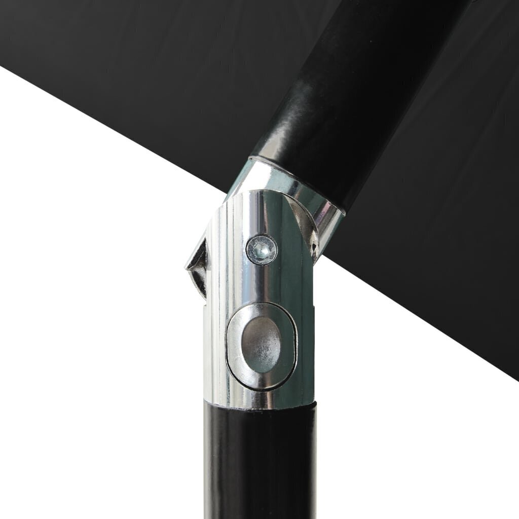 vidaXL 3-realine päikesevari alumiiniumpostiga, must, 2 m hind ja info | Päikesevarjud, markiisid ja alused | kaup24.ee