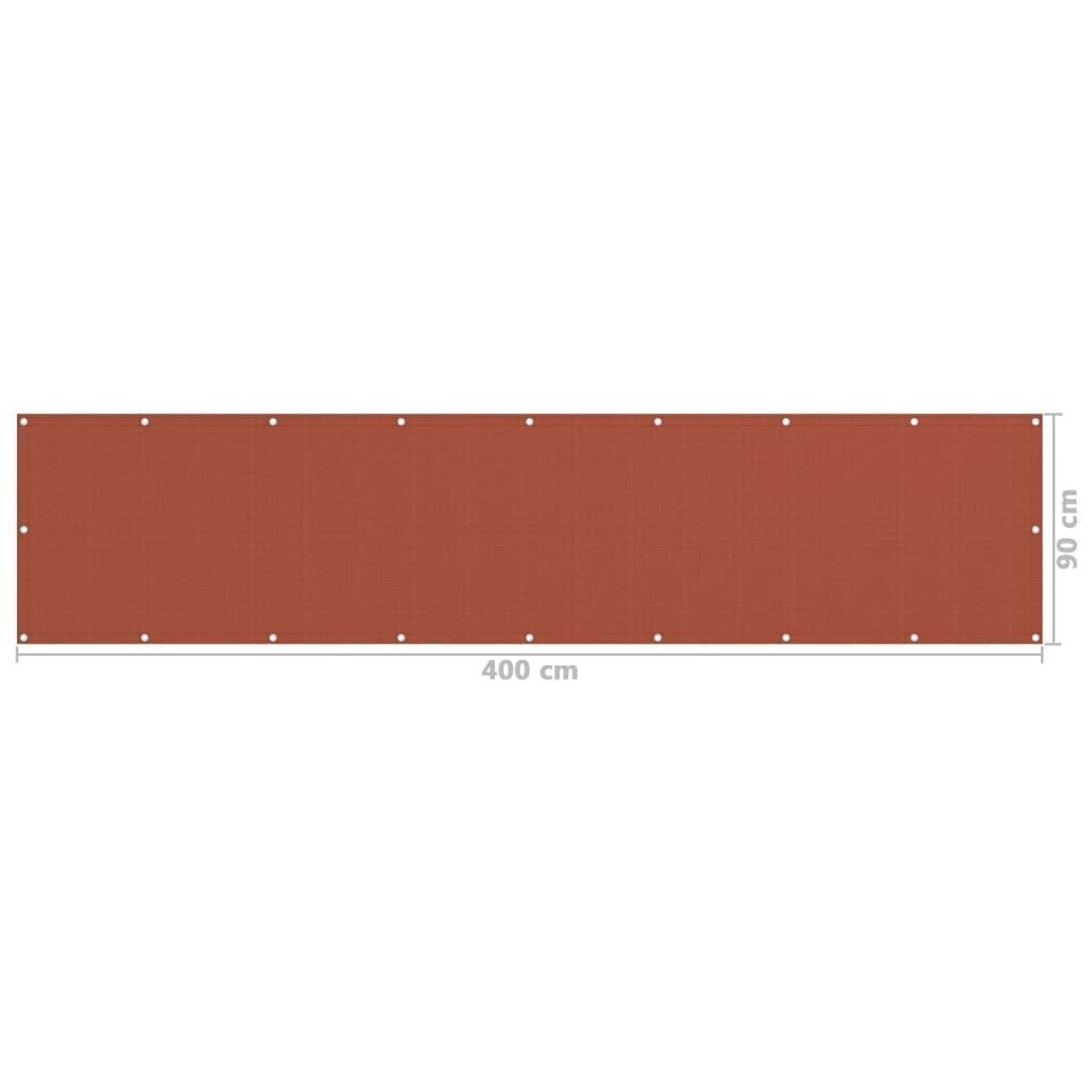 vidaXL rõdusirm, terrakota, 90 x 400 cm, HDPE цена и информация | Päikesevarjud, markiisid ja alused | kaup24.ee