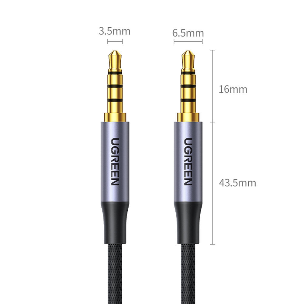 Ugreen cable AUX mini jack 3.5mm cable (male) - 3.5mm mini jack (male) 2m black (AV183) hind ja info | Mobiiltelefonide kaablid | kaup24.ee