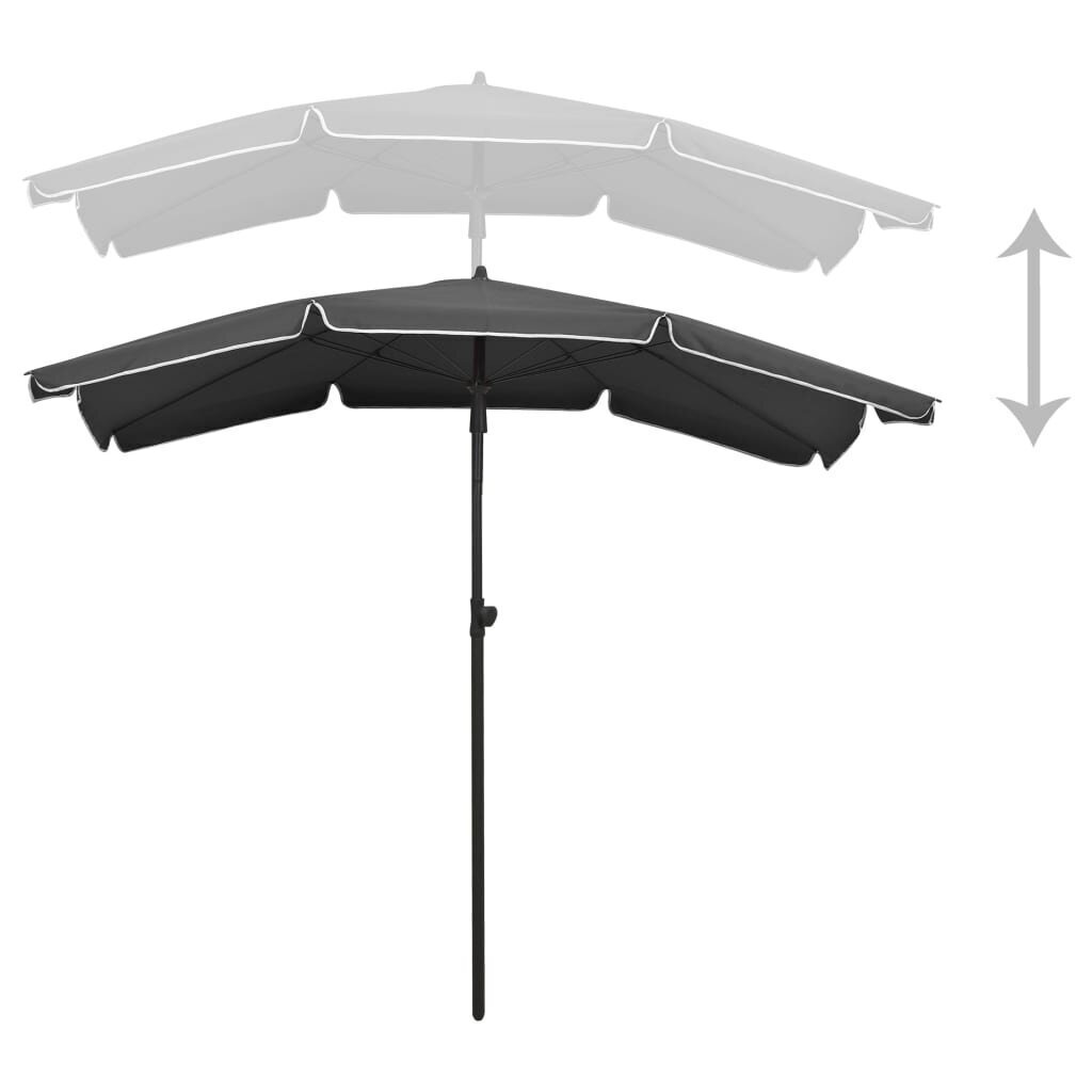 vidaXL aia päikesevari postiga, 200 x 130 cm, antratsiithall hind ja info | Päikesevarjud, markiisid ja alused | kaup24.ee