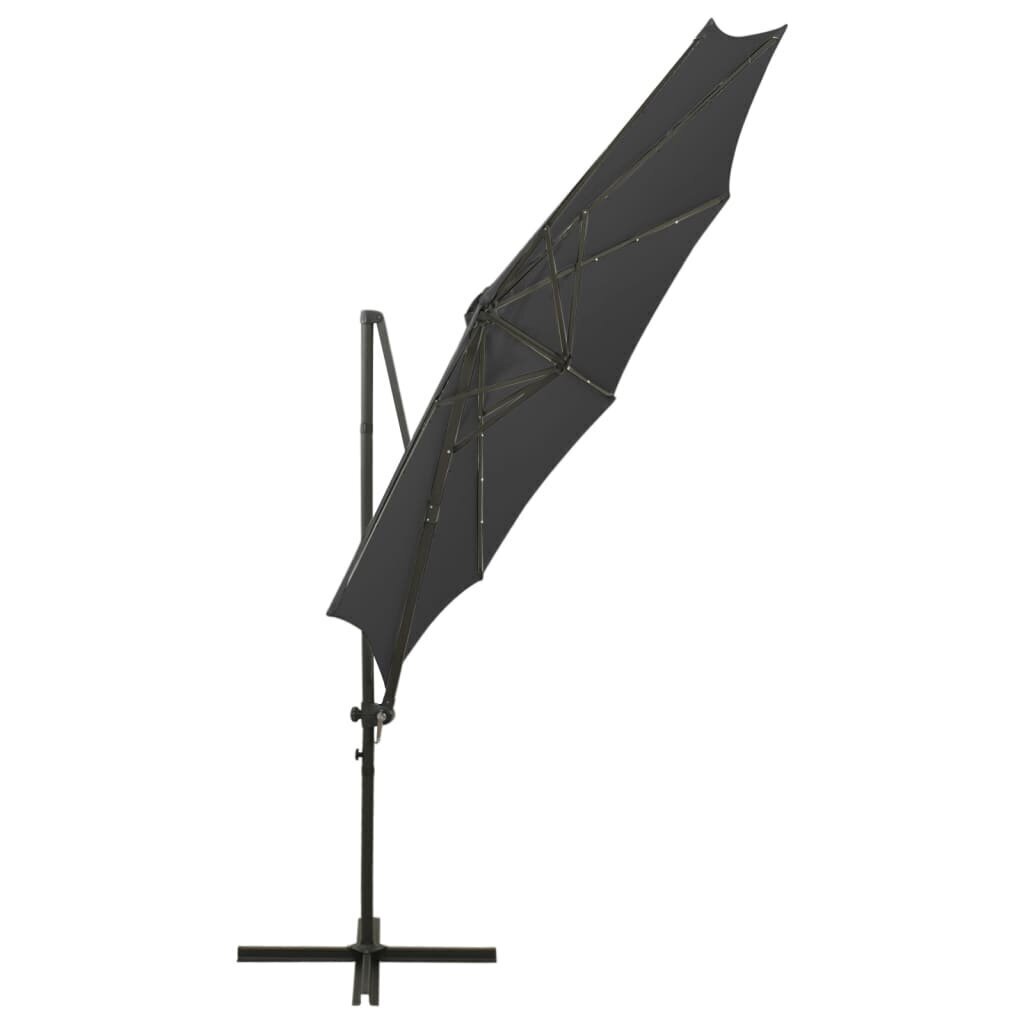 vidaXL konsooldisainiga päikesevari posti ja LED-ga, antratsiit 300 cm hind ja info | Päikesevarjud, markiisid ja alused | kaup24.ee