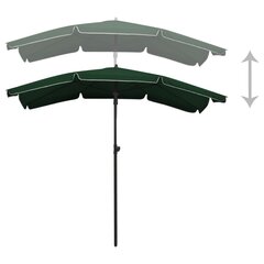 vidaXL päikesevari postiga, 200 x 130 cm, roheline hind ja info | Päikesevarjud, markiisid ja alused | kaup24.ee