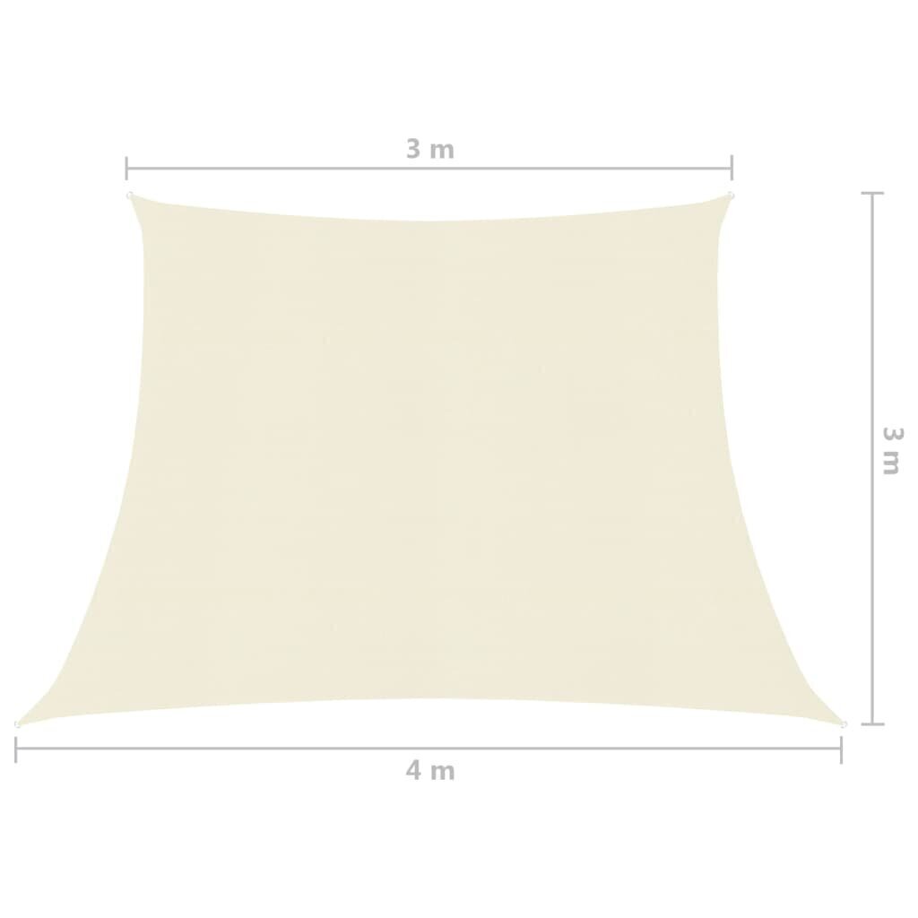 vidaXL päikesepuri 160 g/m², kreemjas, 3/4x3 m, HDPE hind ja info | Päikesevarjud, markiisid ja alused | kaup24.ee