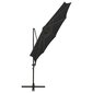 vidaXL konsooldisainiga päikesevari posti ja LEDiga, must, 300 cm hind ja info | Päikesevarjud, markiisid ja alused | kaup24.ee