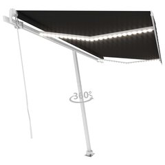 vidaXL käsitsitõmmatav varikatus LEDiga, 400 x 300 cm, antratsiithall hind ja info | Päikesevarjud, markiisid ja alused | kaup24.ee