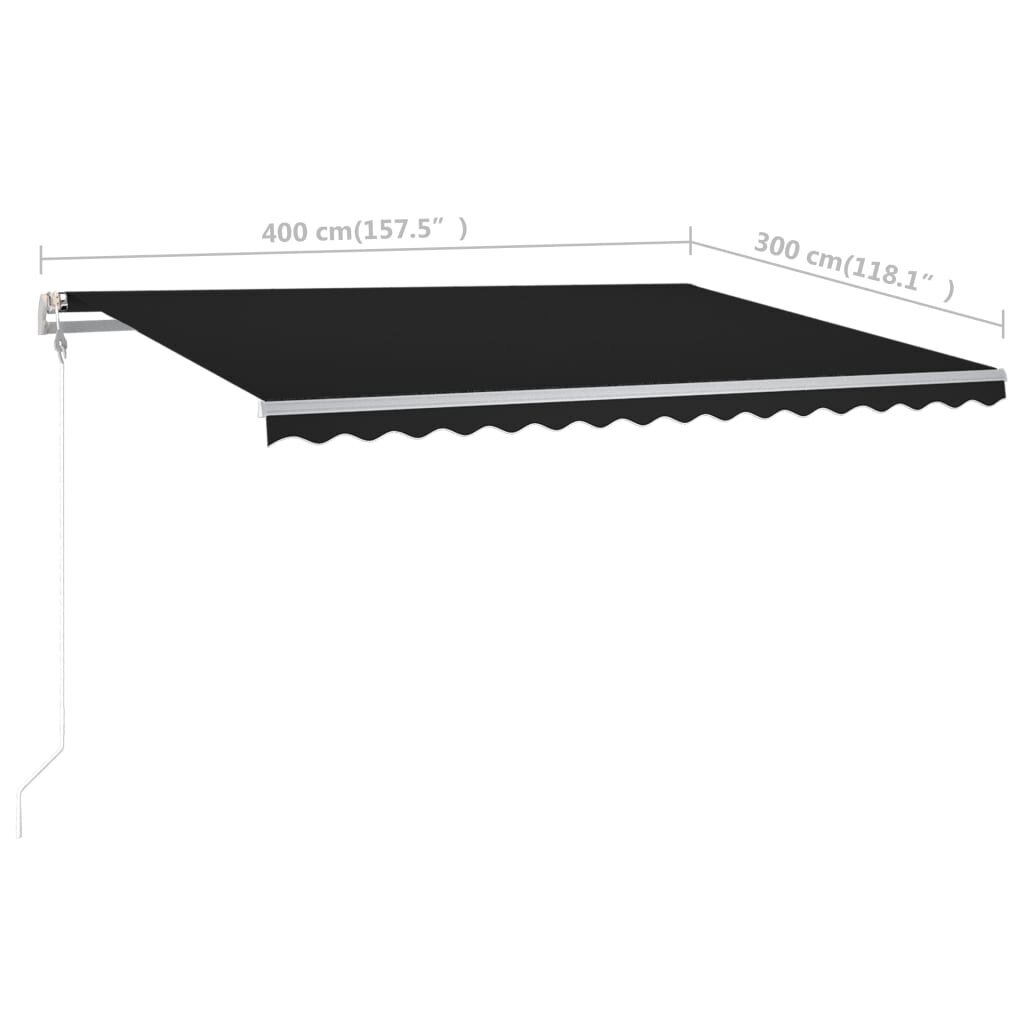 vidaXL iseseisev käsitsitõmmatav varikatus, 400 x 300 cm, antratsiit цена и информация | Päikesevarjud, markiisid ja alused | kaup24.ee