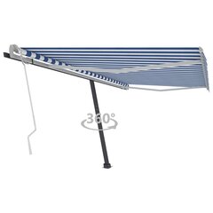 vidaXL iseseisev käsitsitõmmatav varikatus, 400 x 300 cm sinine/valge hind ja info | Päikesevarjud, markiisid ja alused | kaup24.ee