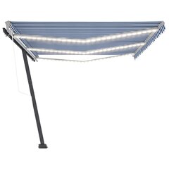 vidaXL automaatne varikatus, LED, tuuleandur, 600x300 cm, sinine/valge hind ja info | Päikesevarjud, markiisid ja alused | kaup24.ee