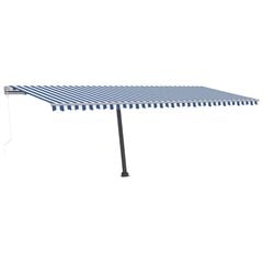 vidaXL automaatne varikatus, LED, tuuleandur, 600x300 cm, sinine/valge hind ja info | Päikesevarjud, markiisid ja alused | kaup24.ee