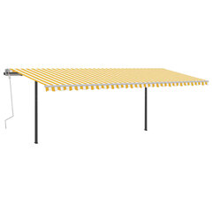vidaXL käsitsi sissetõmmatav varikatus, 6x3 m, kollane/valge hind ja info | Päikesevarjud, markiisid ja alused | kaup24.ee