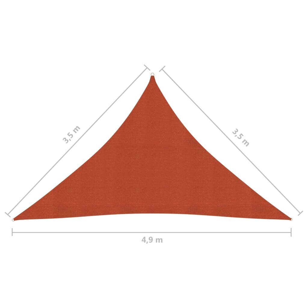 vidaXL päikesepuri 160 g/m² terrakota, 3,5 x 3,5 x 4,9 m, HDPE hind ja info | Päikesevarjud, markiisid ja alused | kaup24.ee