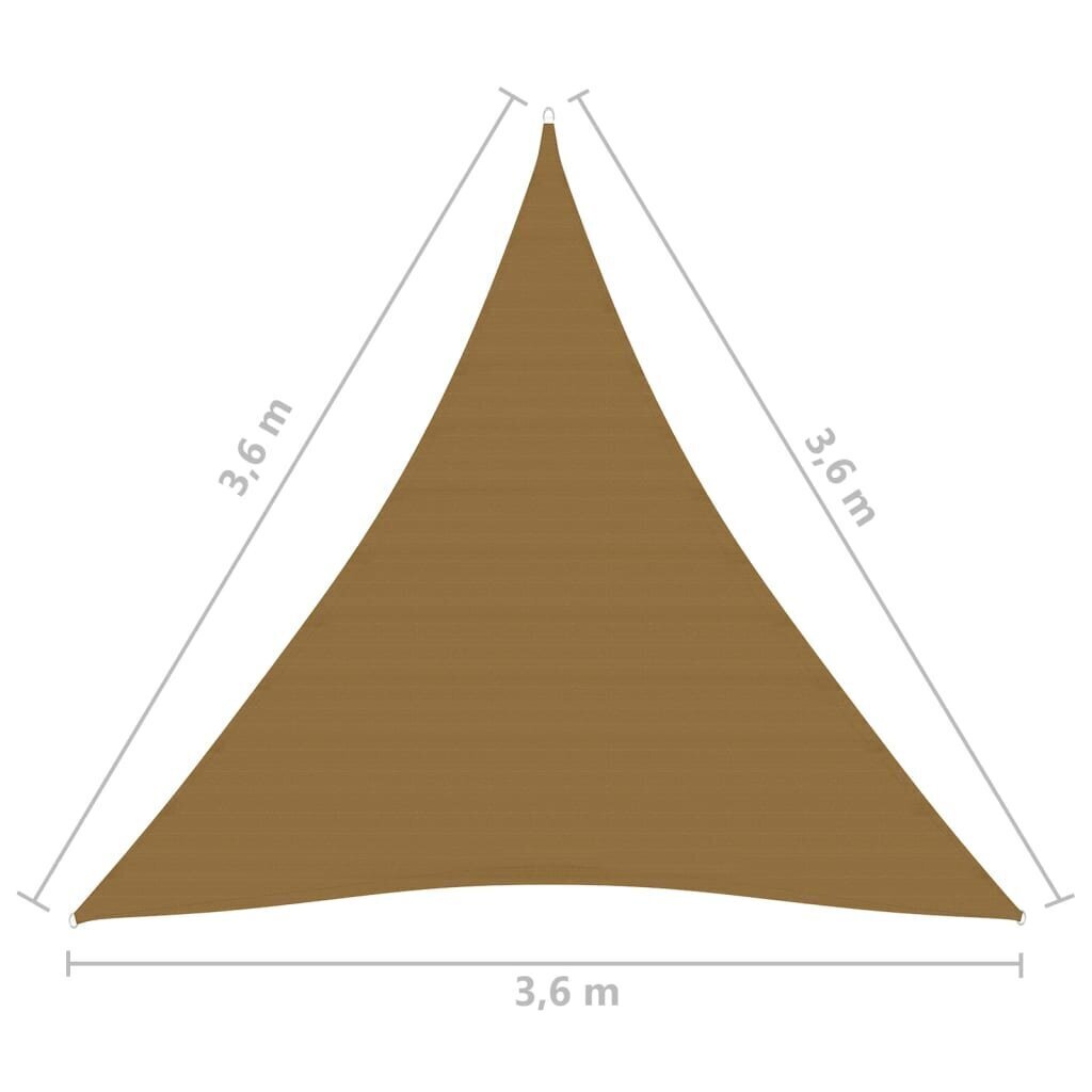 vidaXL päikesepuri, 160 g/m², pruunikashall, 3,6 x 3, 6 x 3,6 m, HDPE цена и информация | Päikesevarjud, markiisid ja alused | kaup24.ee