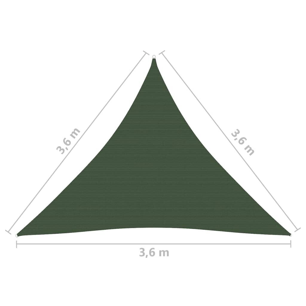 vidaXL päikesepuri, 160 g/m², tumeroheline, 3,6 x 3, 6 x 3,6 m, HDPE hind ja info | Päikesevarjud, markiisid ja alused | kaup24.ee