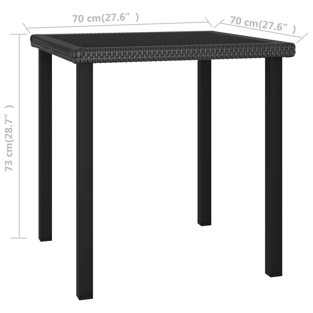 vidaXL aia söögilaud, must, 70 x 70 x 73 cm, polürotang hind ja info | Aialauad | kaup24.ee