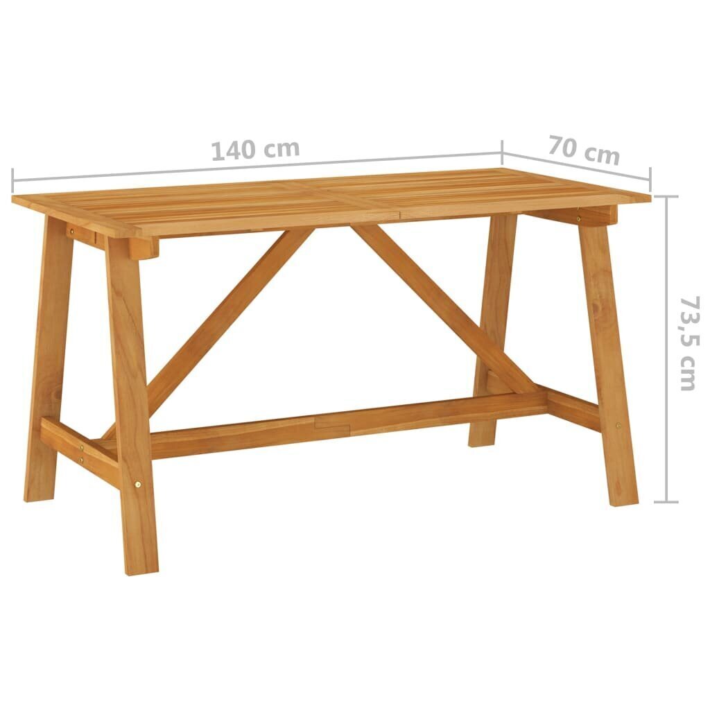 vidaXL aia söögilaud, 140 x 70 x 73,5 cm, akaatsiapuit hind ja info | Aialauad | kaup24.ee