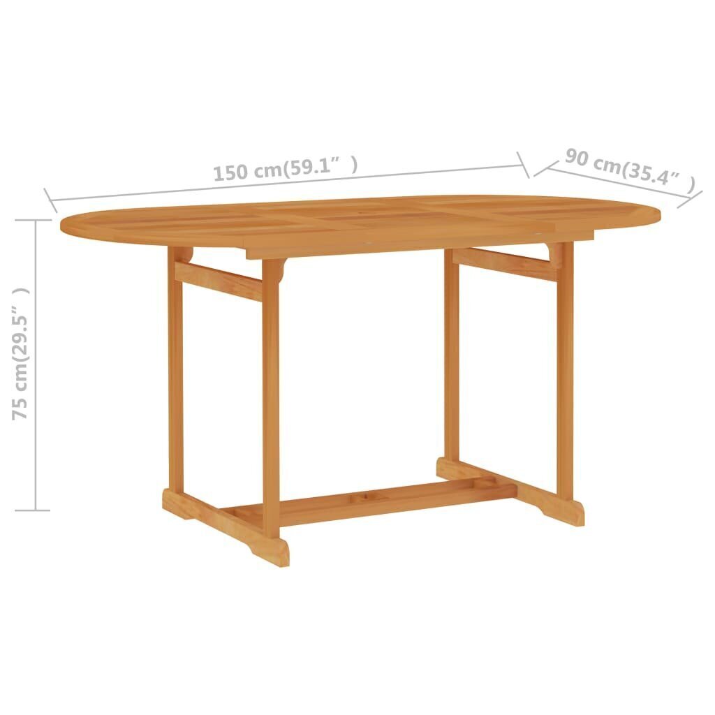 vidaXL aialaud, 150 x 90 x 75 cm, tiikpuit hind ja info | Aialauad | kaup24.ee