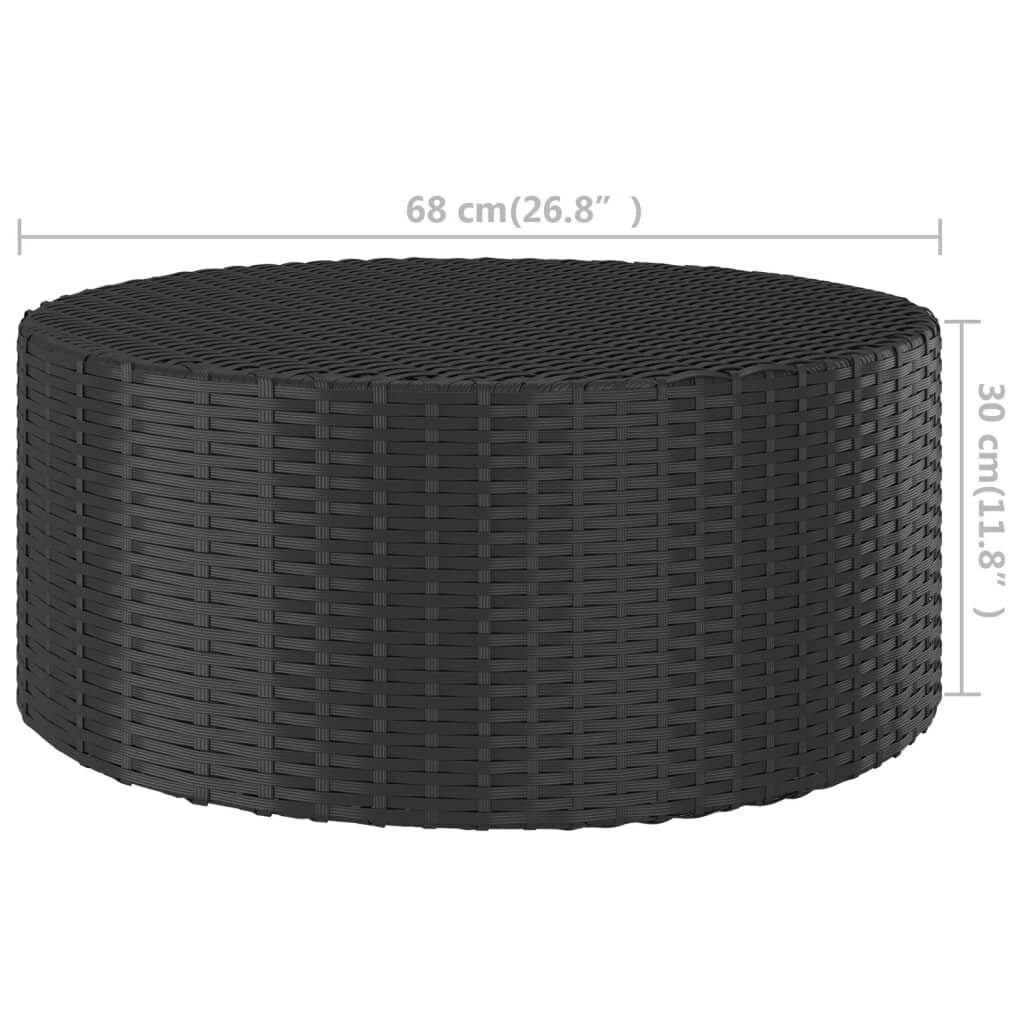 vidaXL teelaud, must, 68x68x30 cm, polürotang hind ja info | Aialauad | kaup24.ee