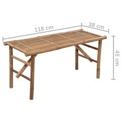 vidaXL kokkupandav aiapink padjaga, 118 cm, bambus цена и информация | Скамейки | kaup24.ee