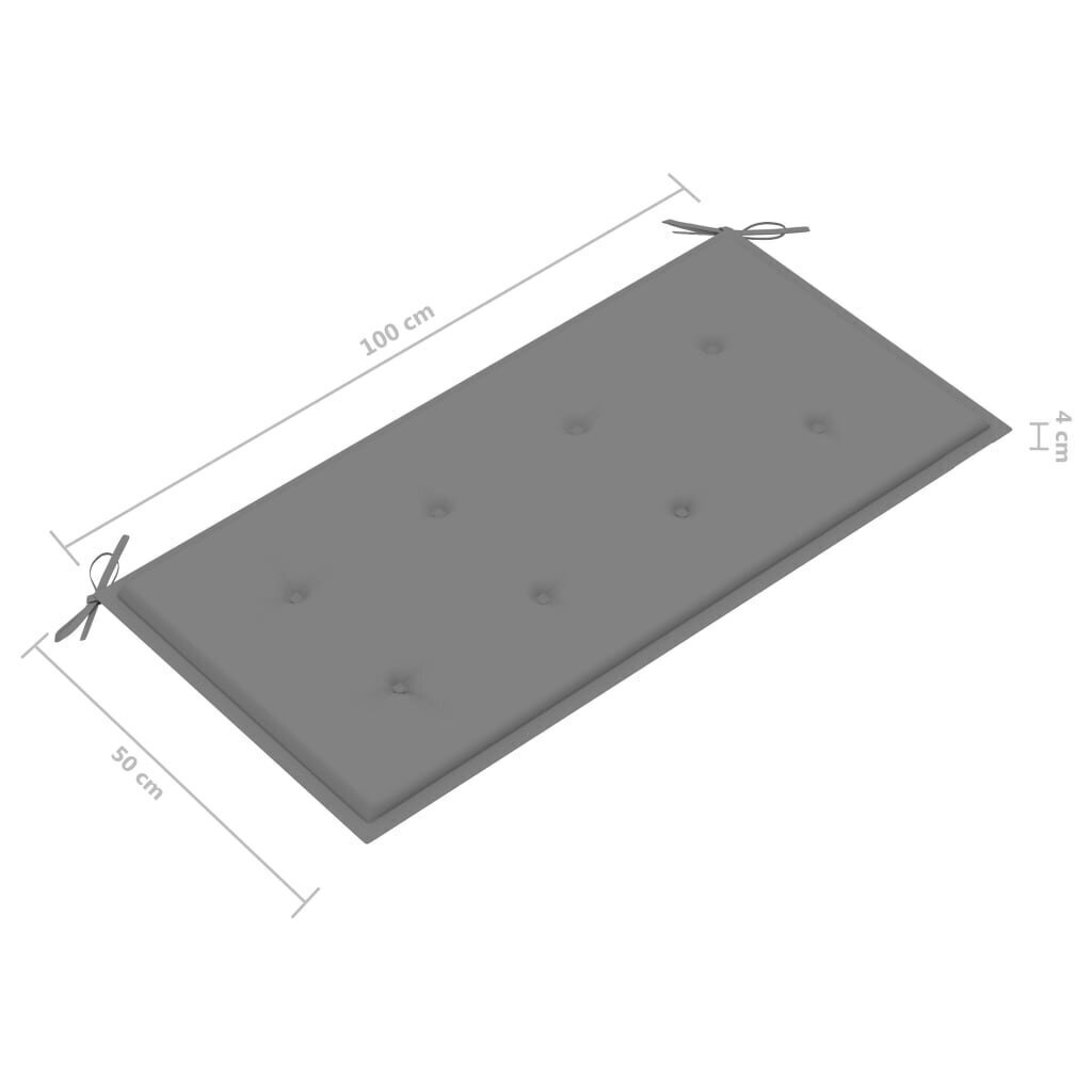 vidaXL aiapink halli padjaga, 112 cm, toekas tiikpuu цена и информация | Aiapingid | kaup24.ee