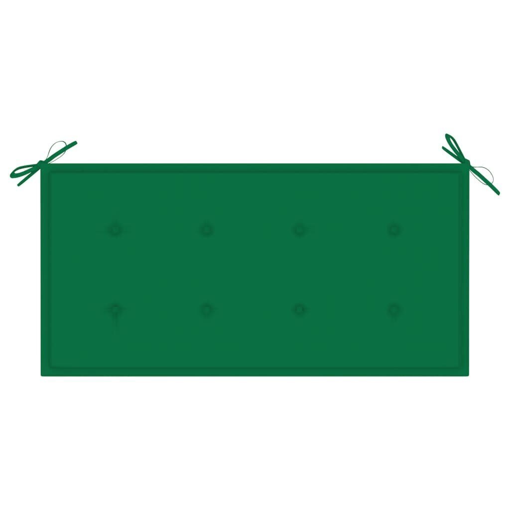 vidaXL aiapink rohelise padjaga, 112 cm, toekas tiikpuu hind ja info | Aiapingid | kaup24.ee