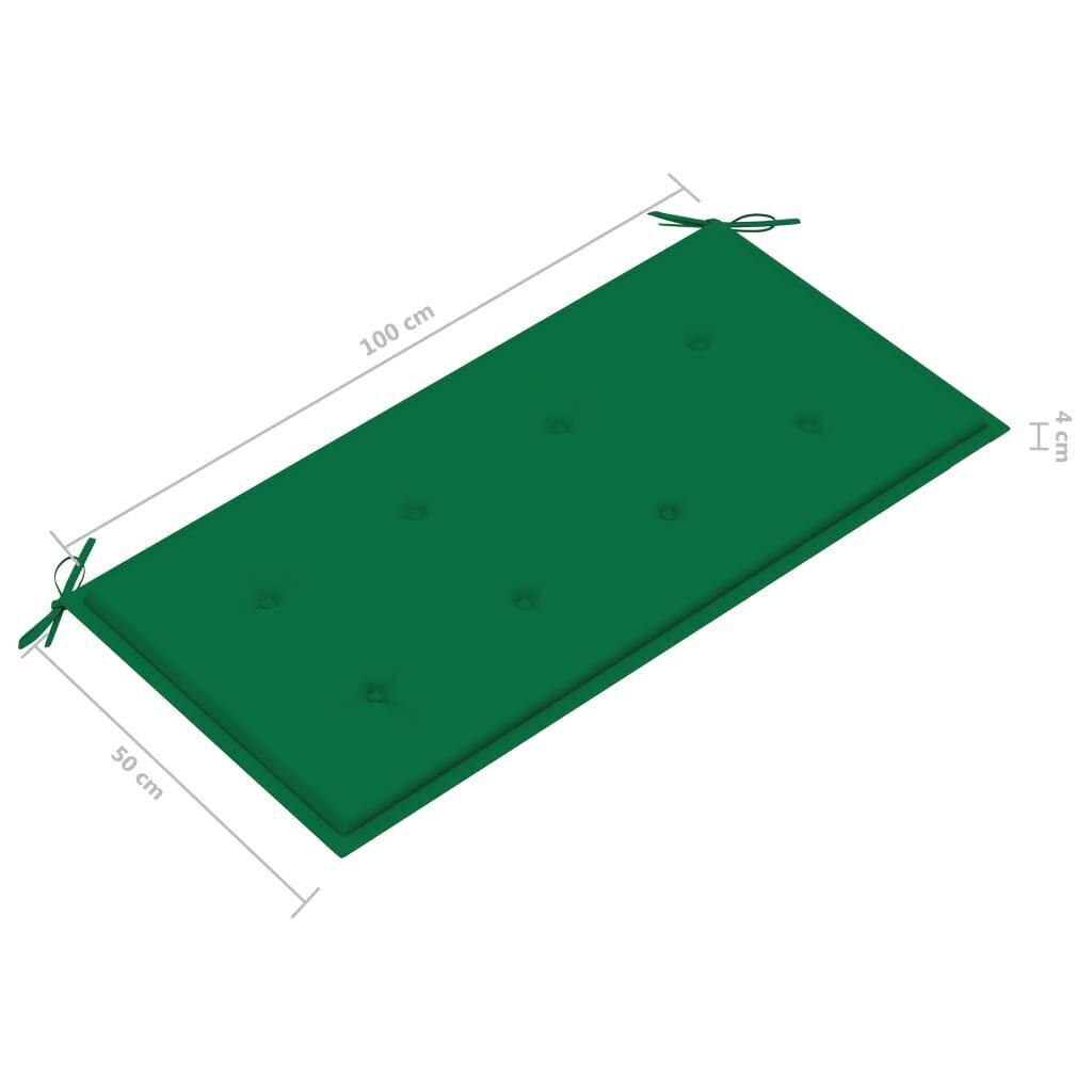 vidaXL aiapink rohelise padjaga, 112 cm, toekas tiikpuu hind ja info | Aiapingid | kaup24.ee