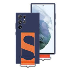 Silicone Cover with Strap for Samsung Galaxy S22 Ultra, Navy цена и информация | Чехлы для телефонов | kaup24.ee