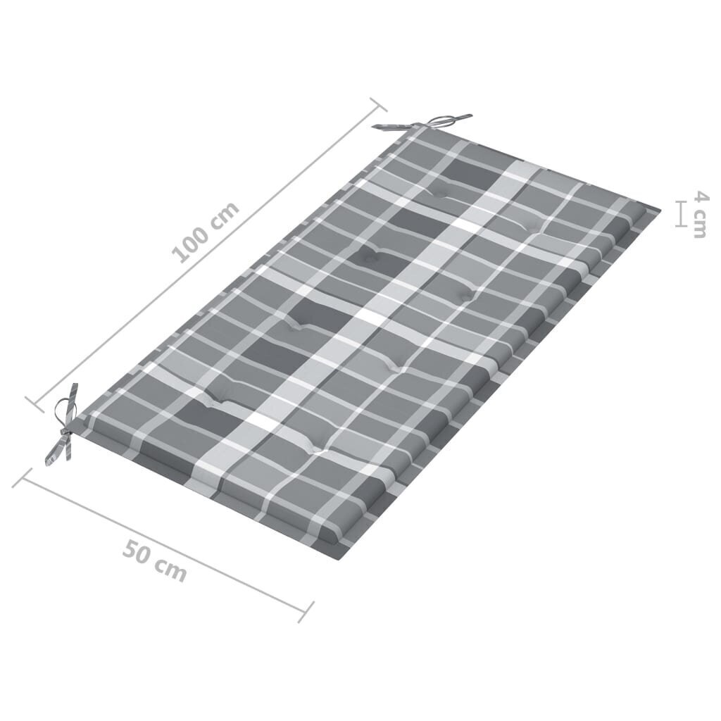 vidaXL aiapingi istmepadi, hallid ruudud, 100 x 50 x 3 cm, kangas цена и информация | Toolipadjad ja -katted | kaup24.ee